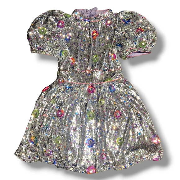 CeliaB Silver Sequin Mini Dress with Floral Accents - Picture 7 of 15